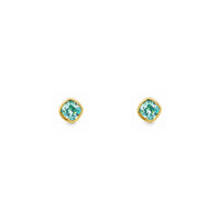 Gold Plated and Aquamarine CZ March Birthstone Stud Earrings