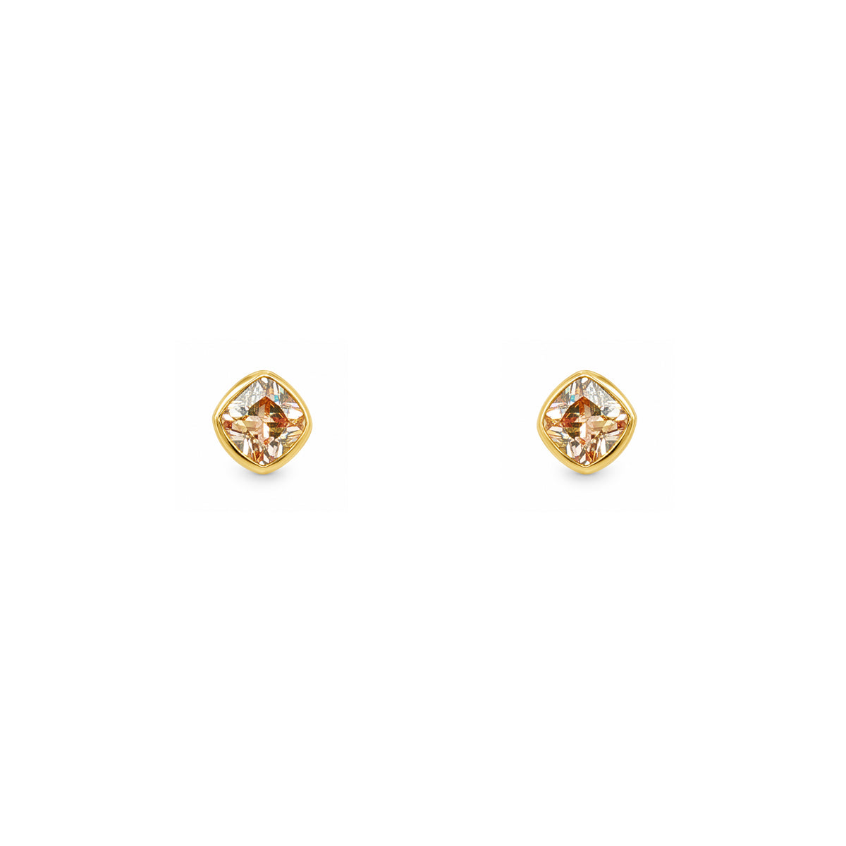 Gold Plated and Champagne CZ November Birthstone Stud Earrings