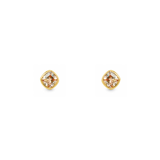 Gold Plated and Champagne CZ November Birthstone Stud Earrings
