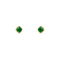 Gold Plated and Emerald Green CZ May Birthstone Stud Earrings