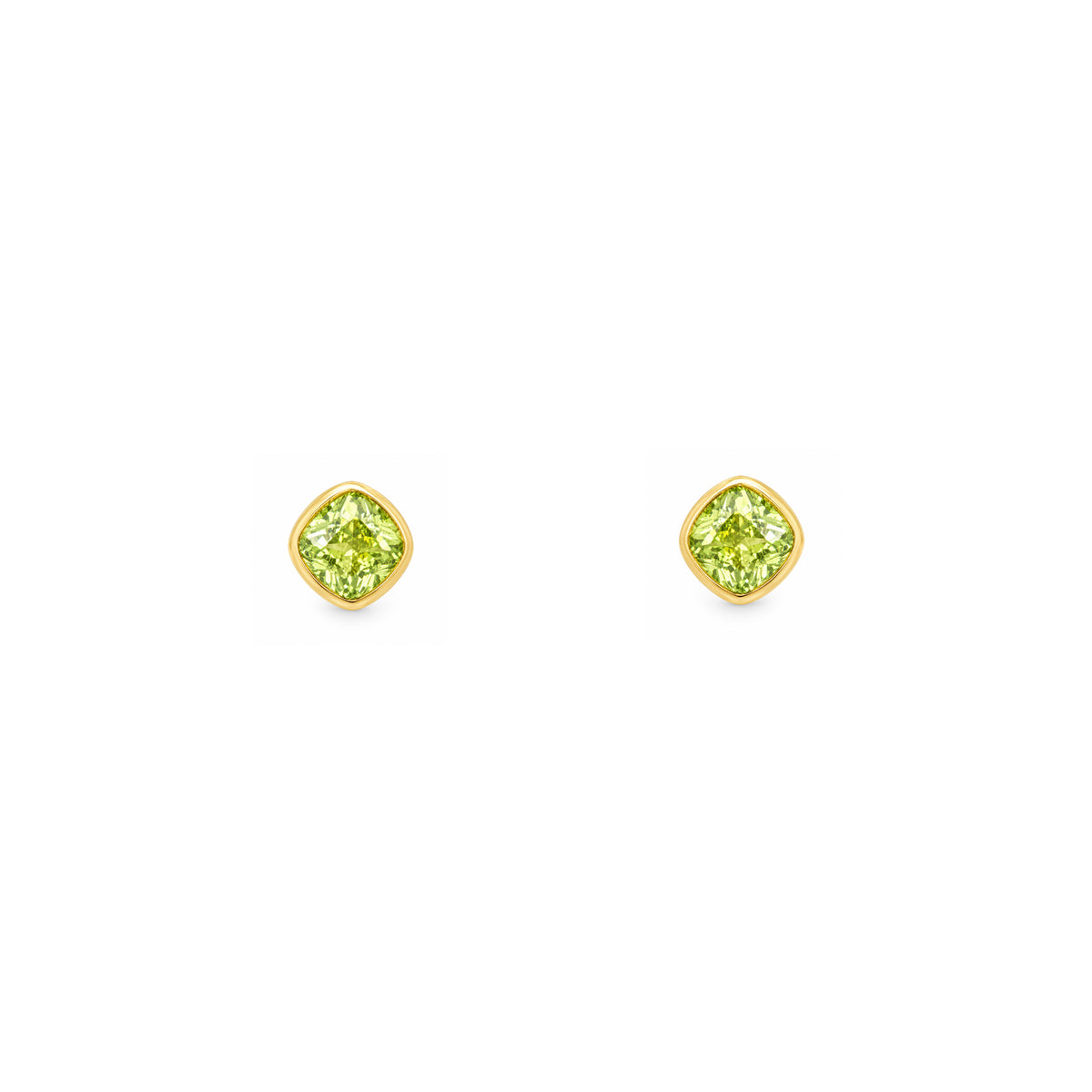 Grace & Co Gold Plated and Peridot Green CZ August Birthstone Stud Earrings