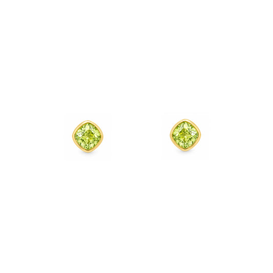 Gold Plated and Peridot Green CZ August Birthstone Stud Earrings