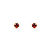 Gold Plated and Red Garnet CZ January Birthstone Stud Earrings