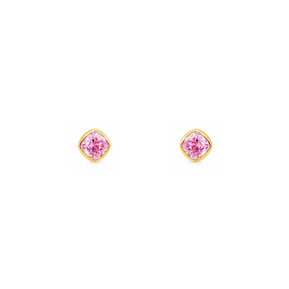 Gold Plated and Pink CZ October Birthstone Stud Earrings