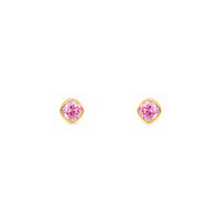 Gold Plated and Pink CZ October Birthstone Stud Earrings