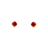 Gold Plated and Ruby Red CZ July Birthstone Stud Earrings