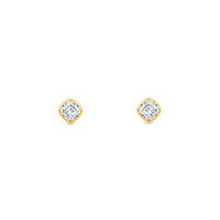 Gold Plated and Clear CZ April Birthstone Stud Earrings