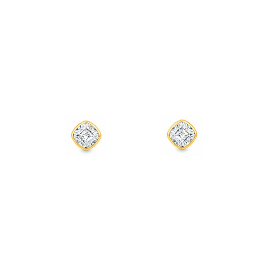 Gold Plated and Clear CZ April Birthstone Stud Earrings