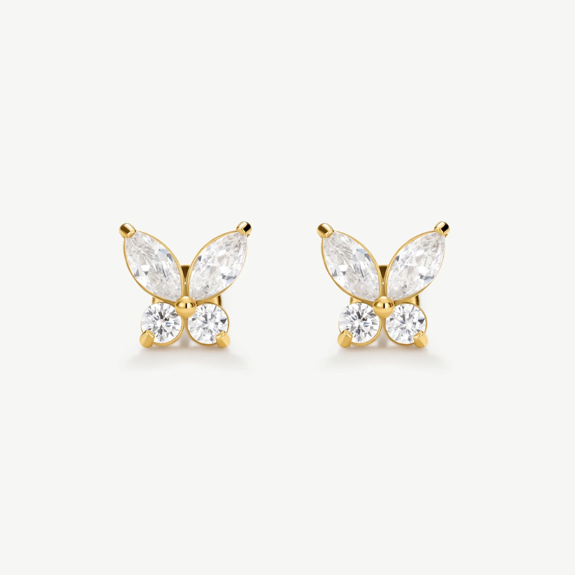 D.LOUISE Gold Classic Butterfly Tennis Stud Earrings