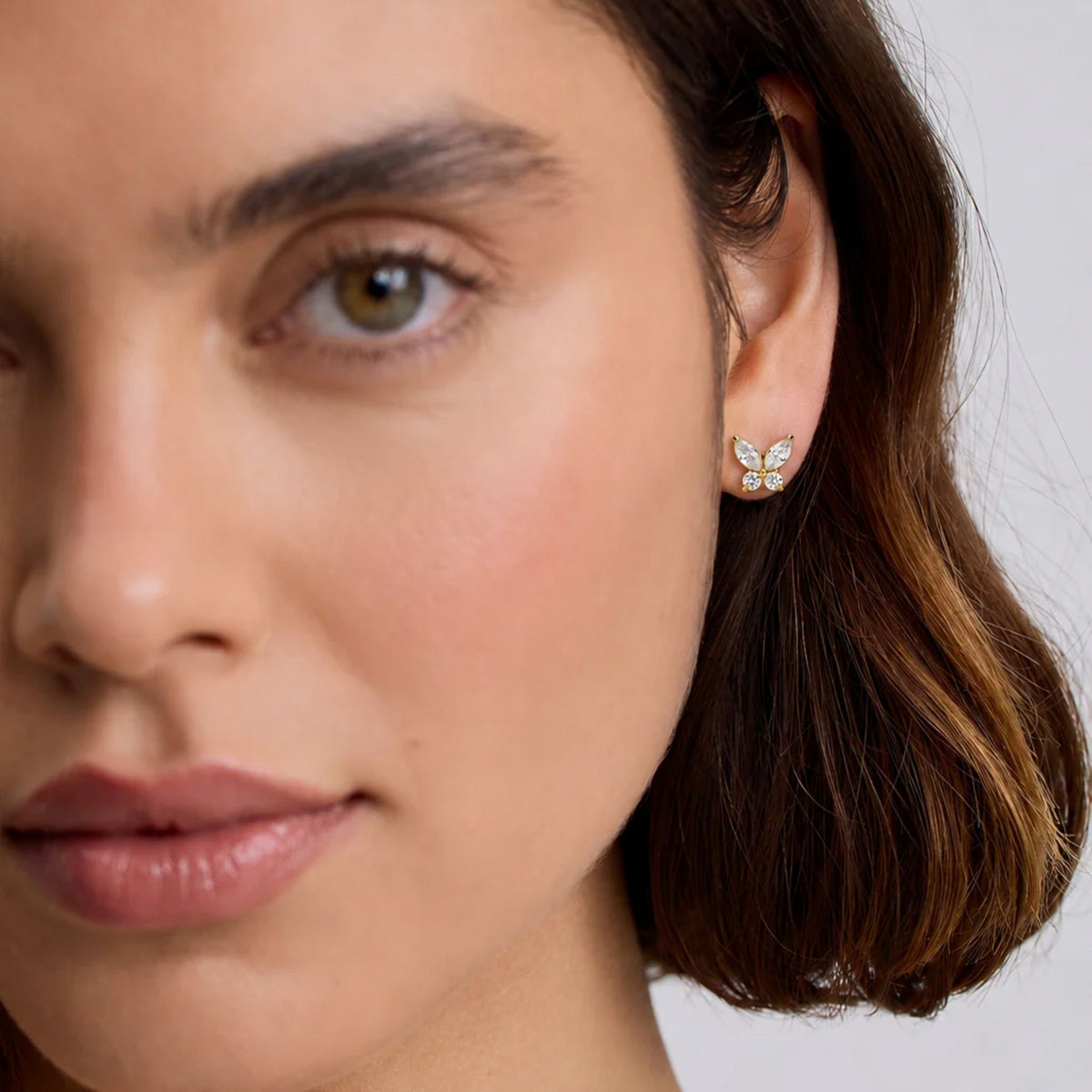 Gold Classic Butterfly Tennis Stud Earrings