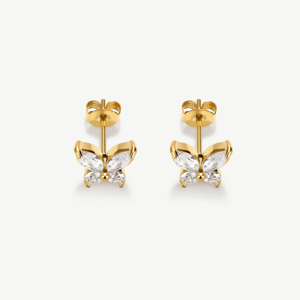 Gold Classic Butterfly Tennis Stud Earrings