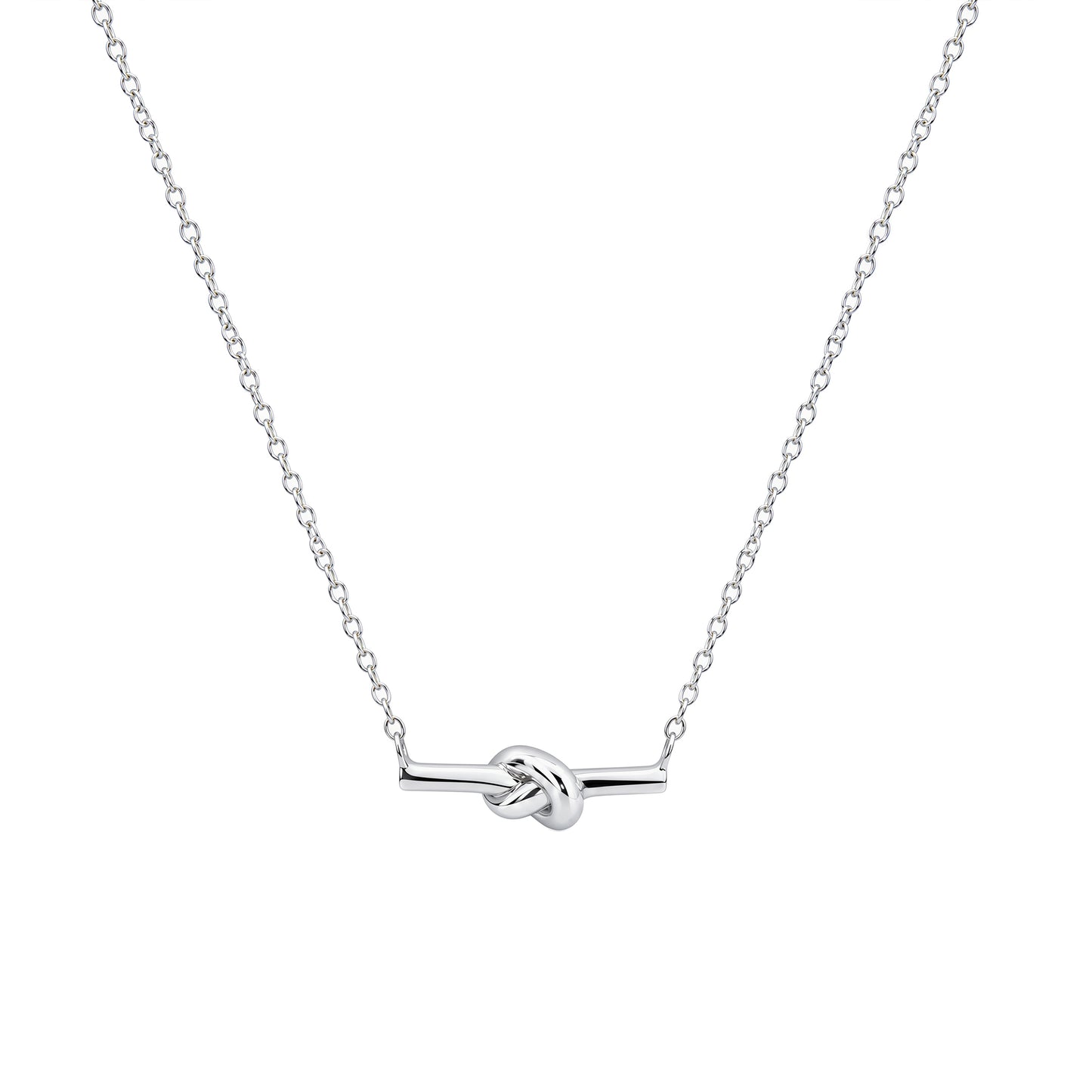 Silver Love Knot Bar Necklace