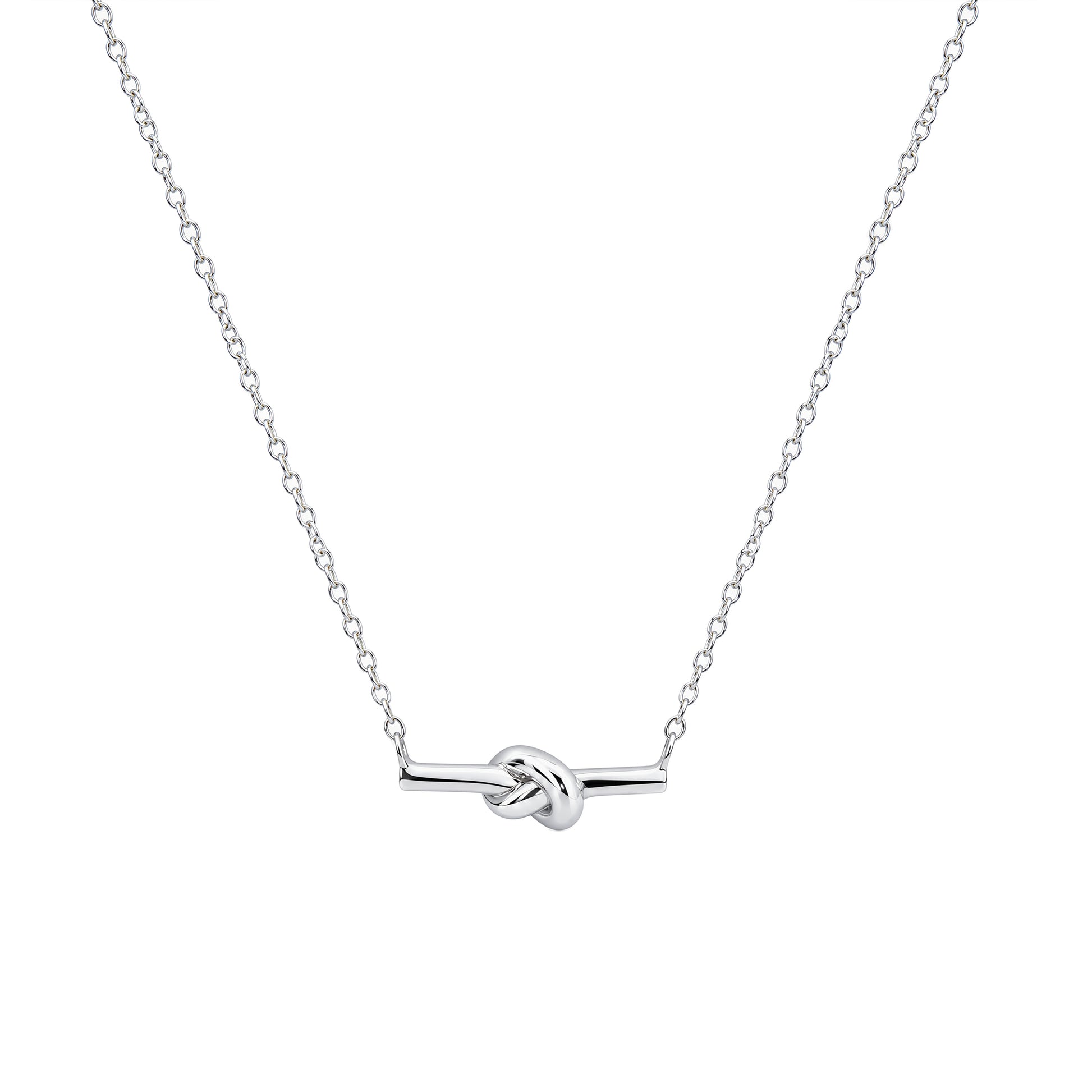 Grace & Co Silver Love Knot Bar Necklace