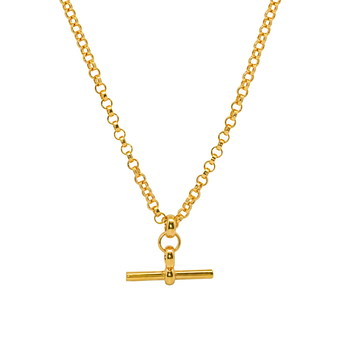 Gold Plated T-Bar Chunky Cable Chain Necklace