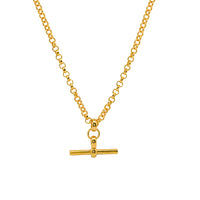 Gold Plated T-Bar Chunky Cable Chain Necklace