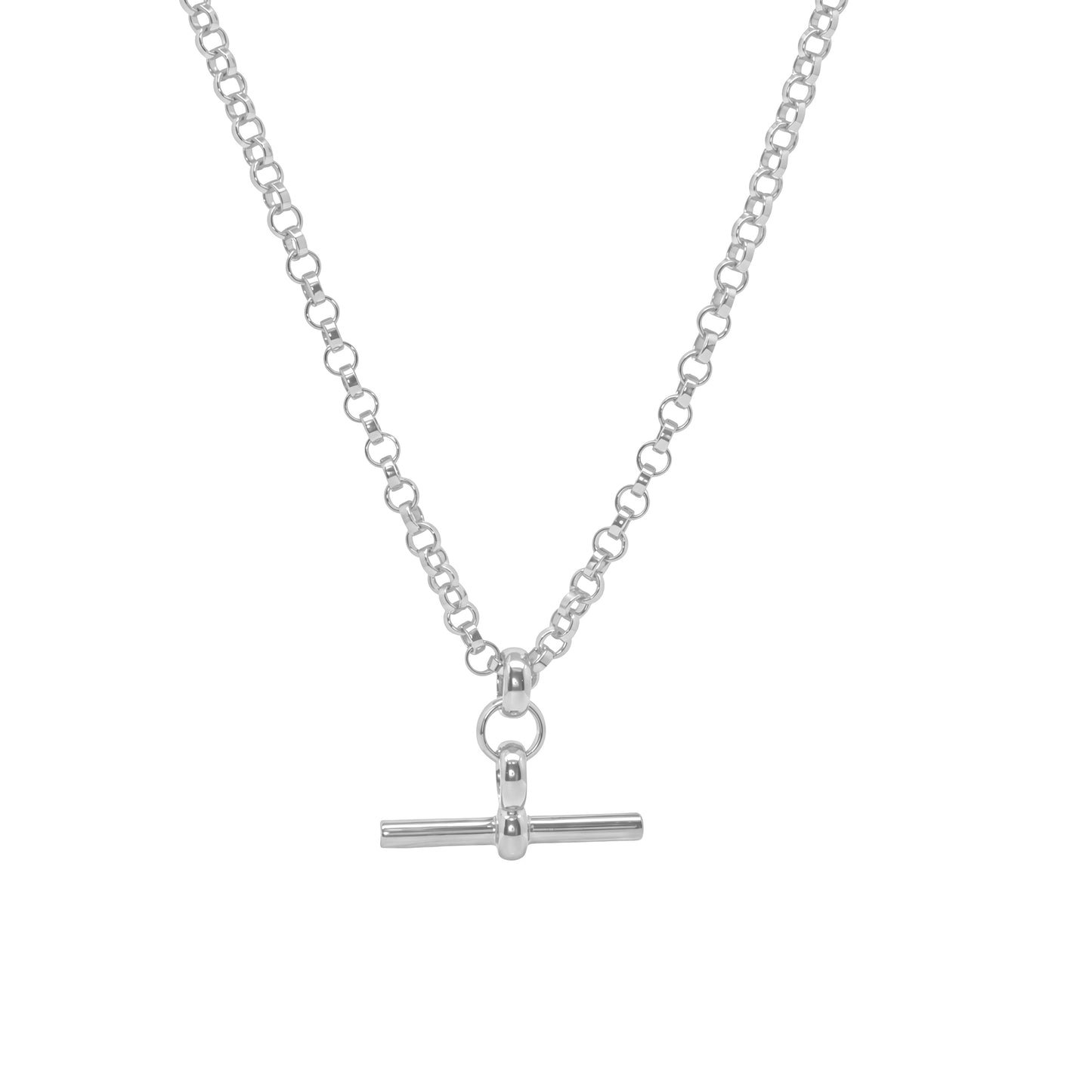 Silver T-Bar Chunky Cable Chain Necklace