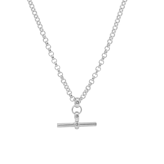 Silver T-Bar Chunky Cable Chain Necklace