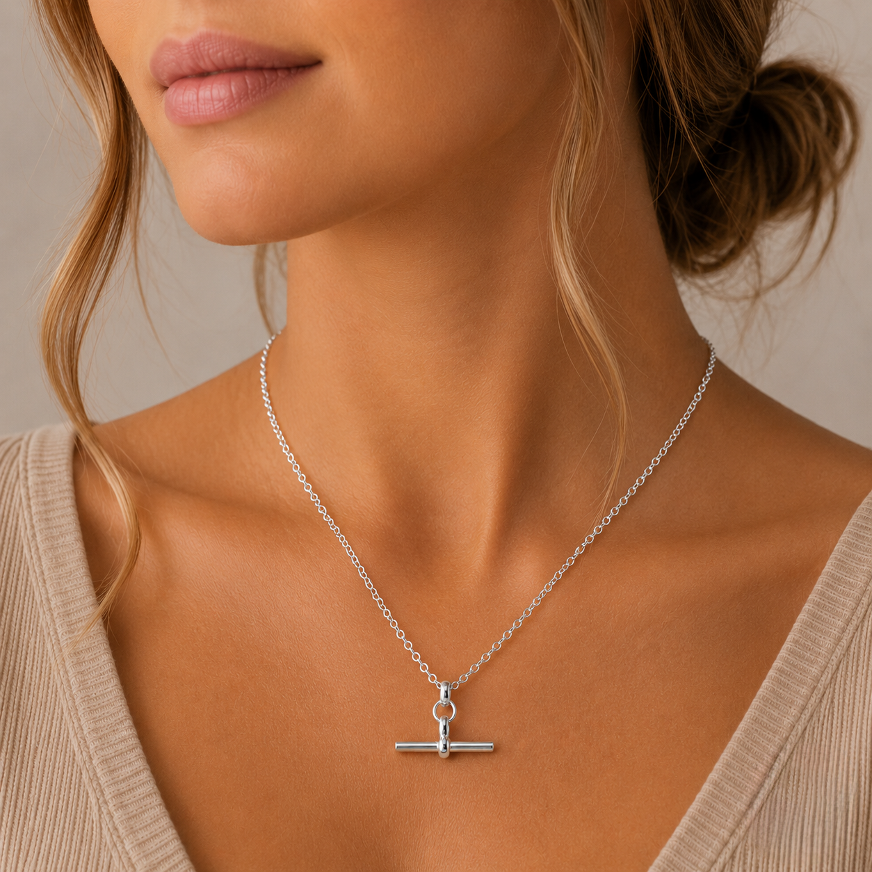Grace & Co Silver T-Bar Chunky Cable Chain Necklace