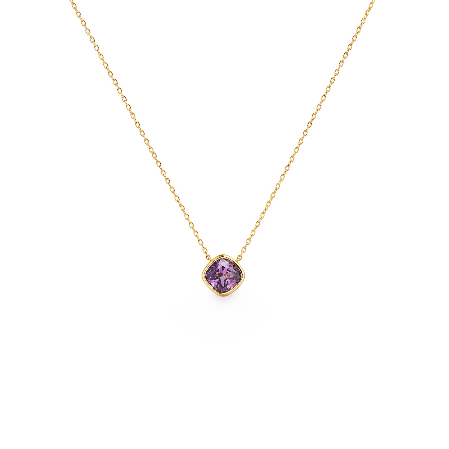 Gold Plated and Amethyst CZ February Pendant Necklace