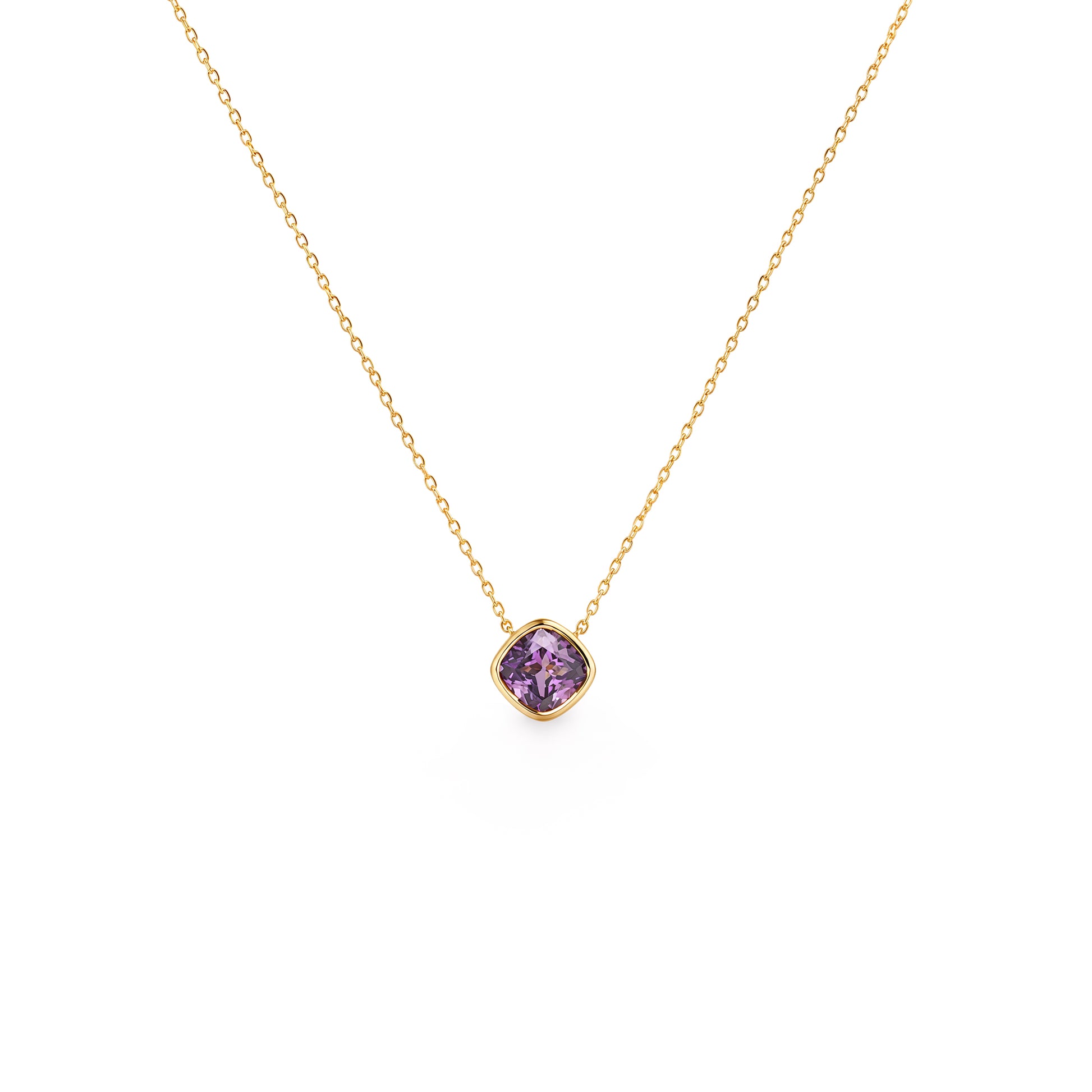 Grace & Co Gold Plated and Amethyst CZ February Pendant Necklace