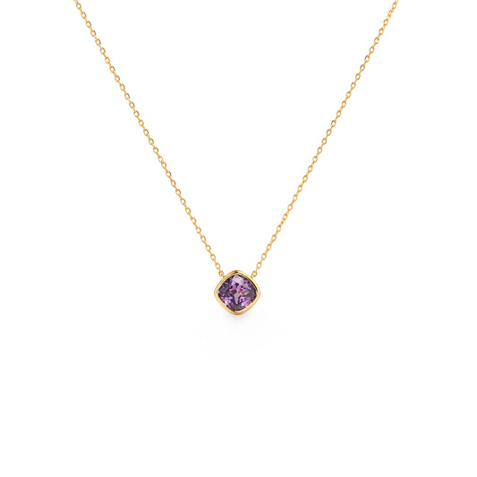 Gold Plated and Amethyst CZ February Birthstone Necklace