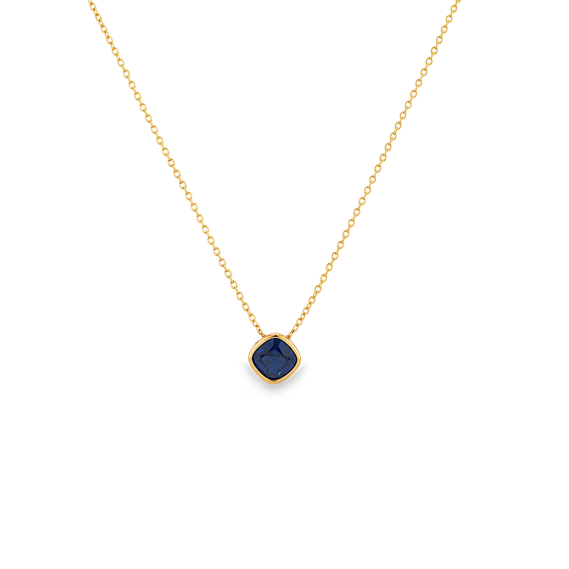 Grace & Co Gold Plated and Saphire Blue CZ September Pendant Necklace