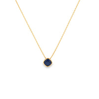 Gold Plated and Saphire Blue CZ September Pendant Necklace