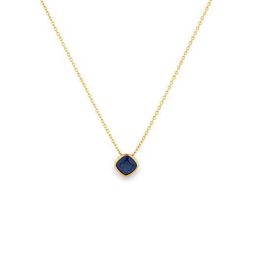 Gold Plated and Sapphire Blue CZ September Birthstone Necklace