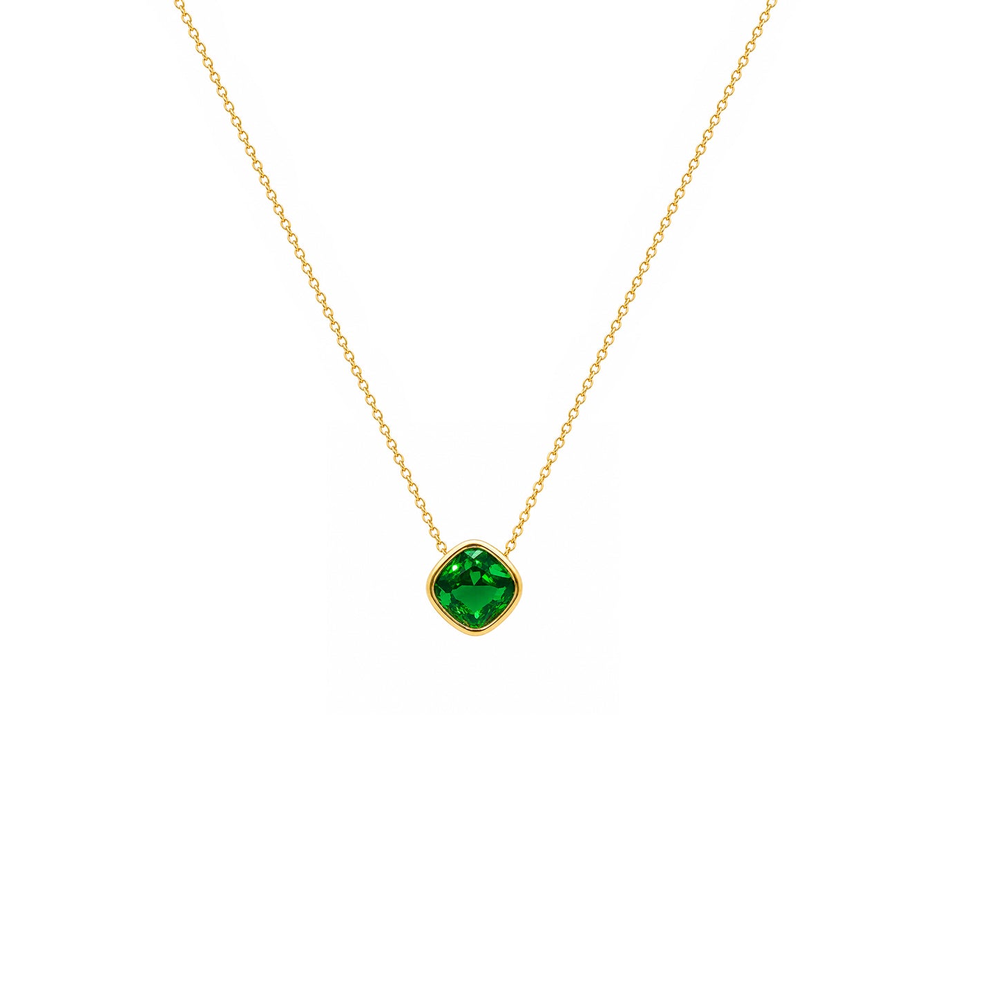 Gold Plated and Emerald Green CZ May Pendant Necklace
