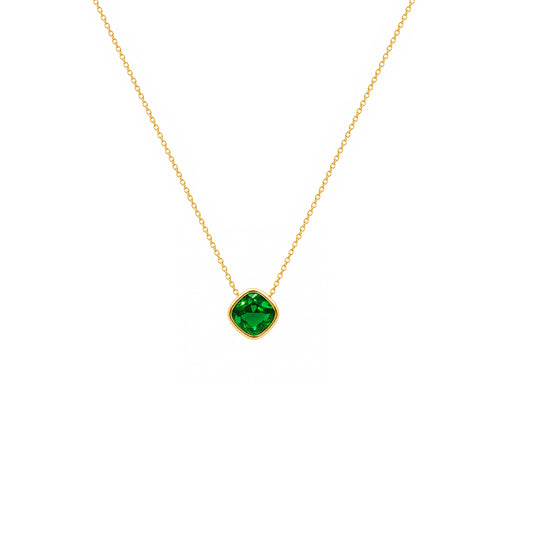 Gold Plated and Emerald Green CZ May Birthstone Necklace