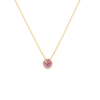 Gold Plated and Pink CZ October Pendant Necklace