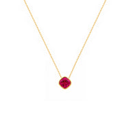 Gold Plated and Ruby Red CZ July Pendant Necklace
