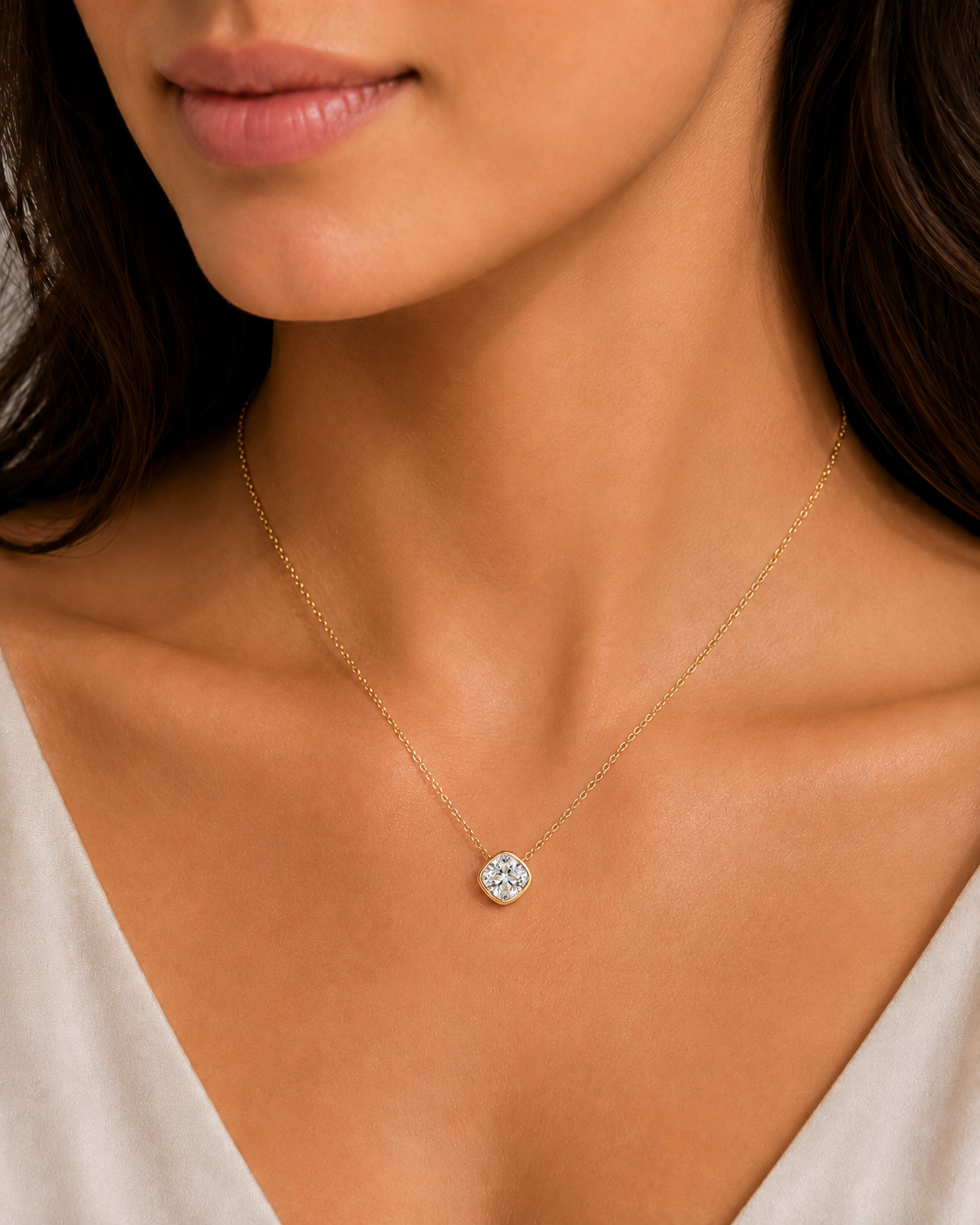 Gold Plated and Clear CZ April Pendant Necklace