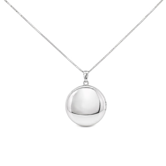Silver Engravable Round Locket with Rhodium Finish