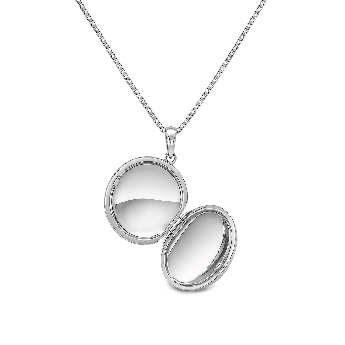 Silver Engravable Round Locket with Rhodium Finish