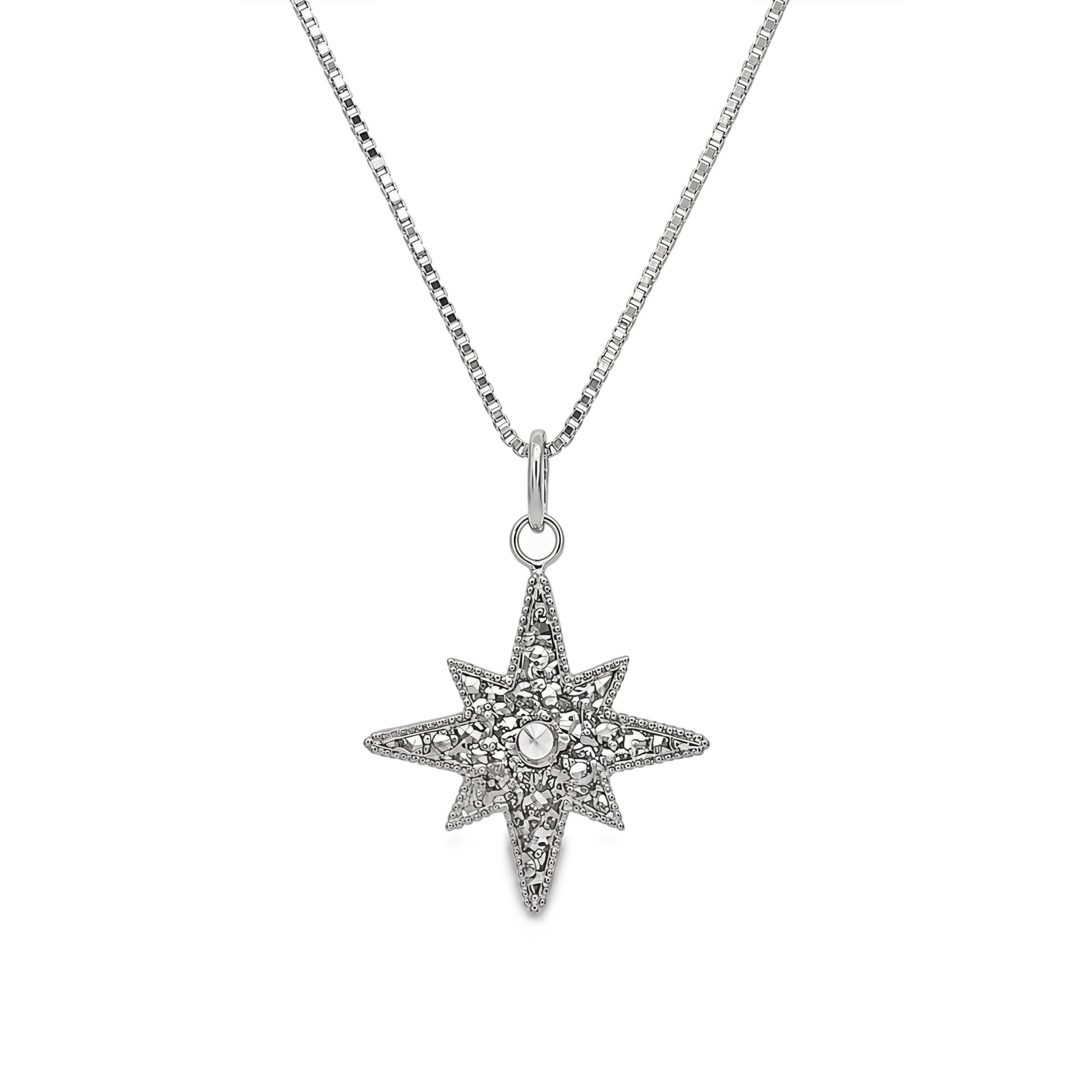 Grace & Co Silver & CZ Star Pendant Necklace