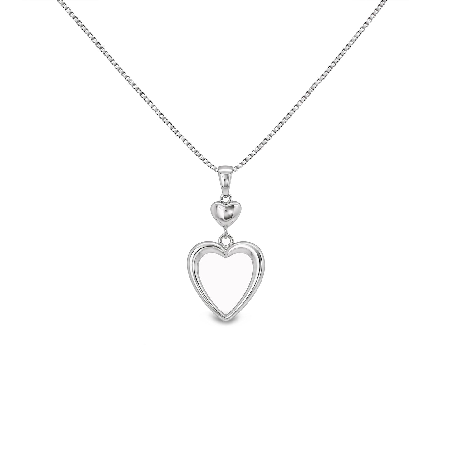 Silver Double Love Heart Pendant Necklace