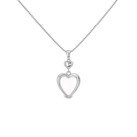 Silver Double Love Heart Pendant Necklace