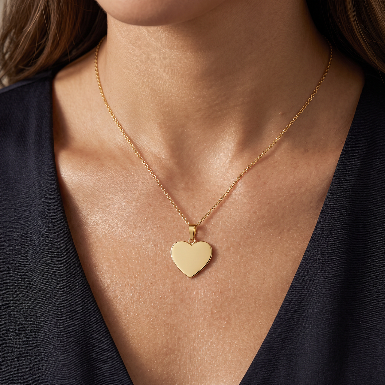 Grace & Co Gold Plated Engravable Love Heart Pendant Necklace