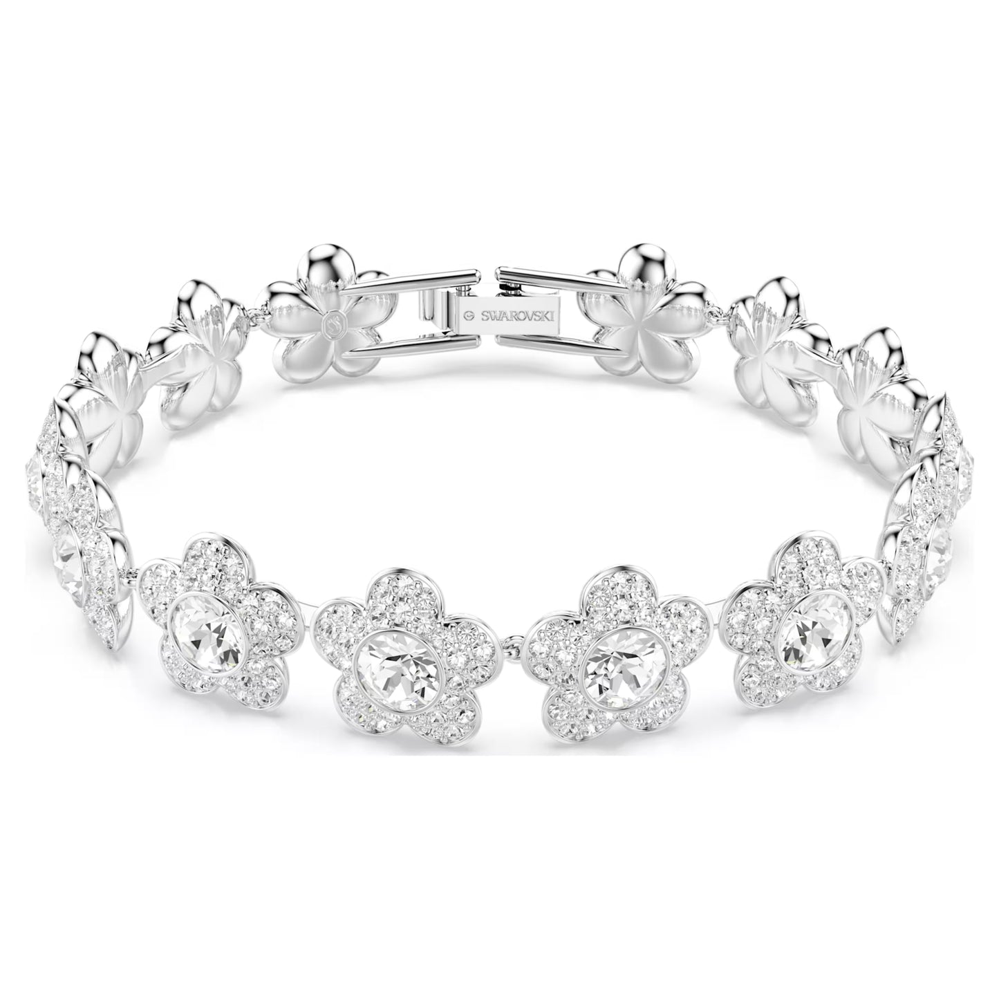 Swarovski Ariana Grande x Swarovski Flower Bracelet with Round-Cut White Crystal in Rhodium Silver
