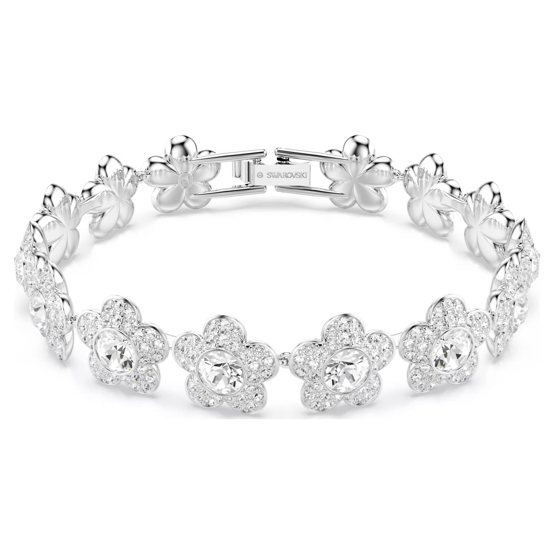 Swarovski Ariana Grande x Swarovski Flower Bracelet with Round-Cut White Crystal in Rhodium Silver