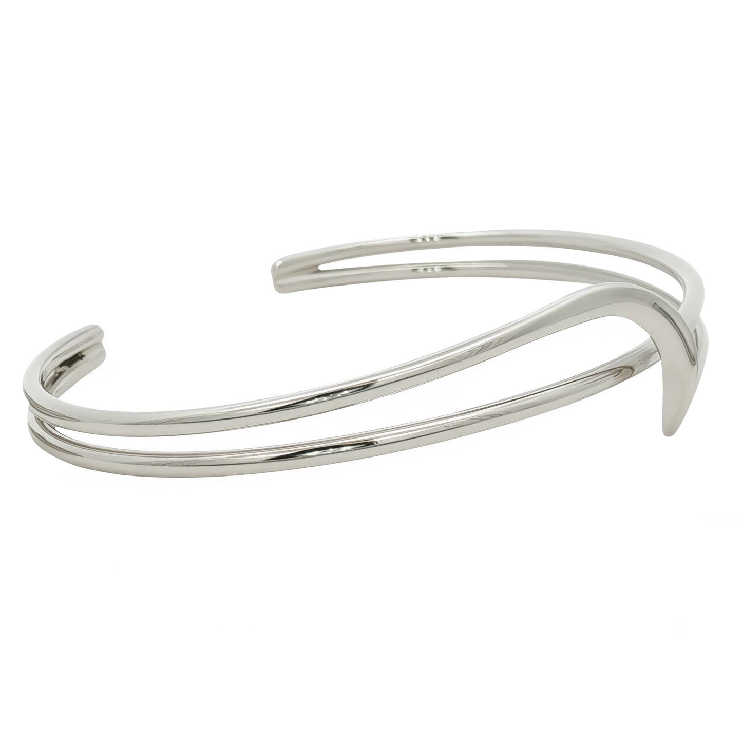 Solid Silver Double Wave Bangle
