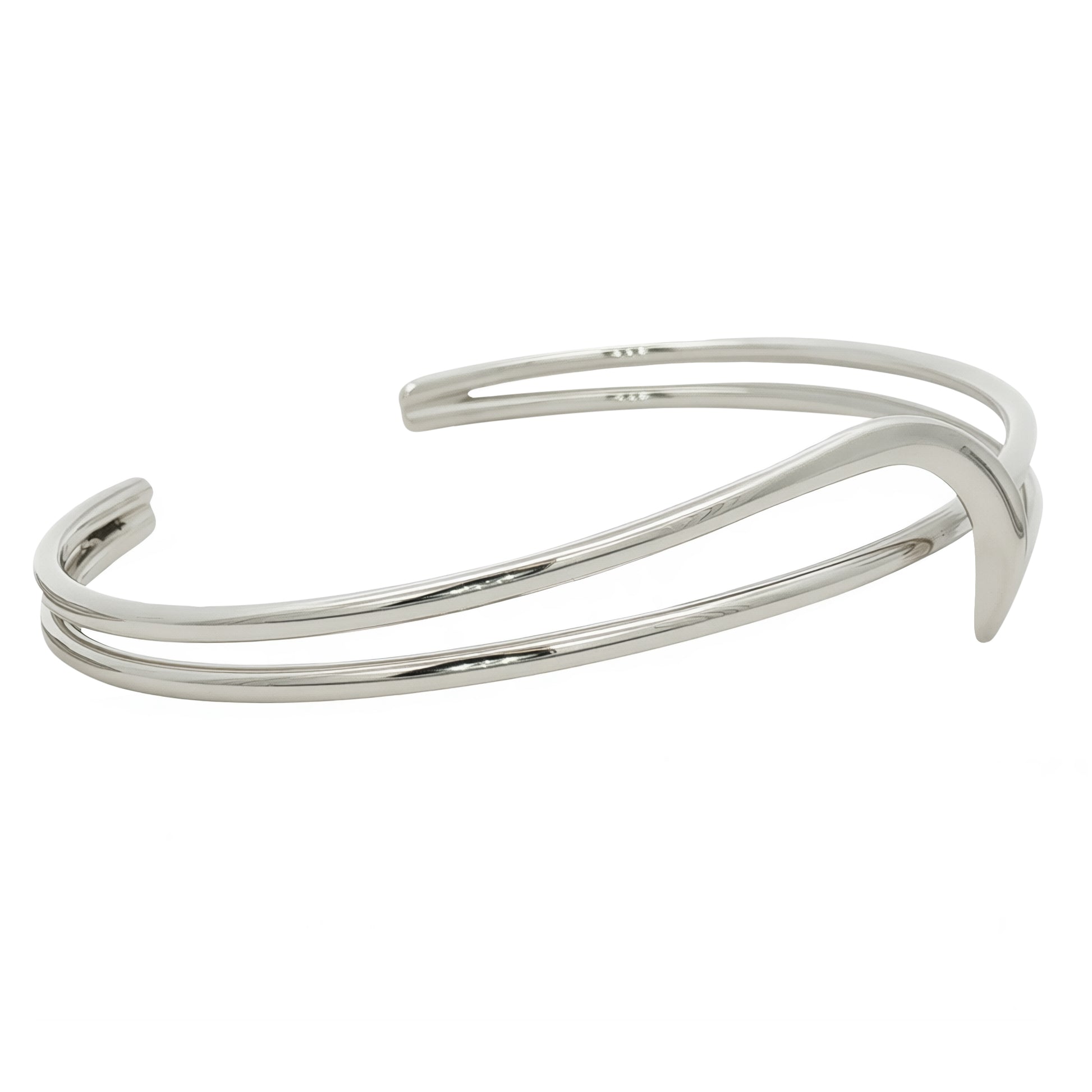 Grace & Co Solid Silver Double Wave Bangle