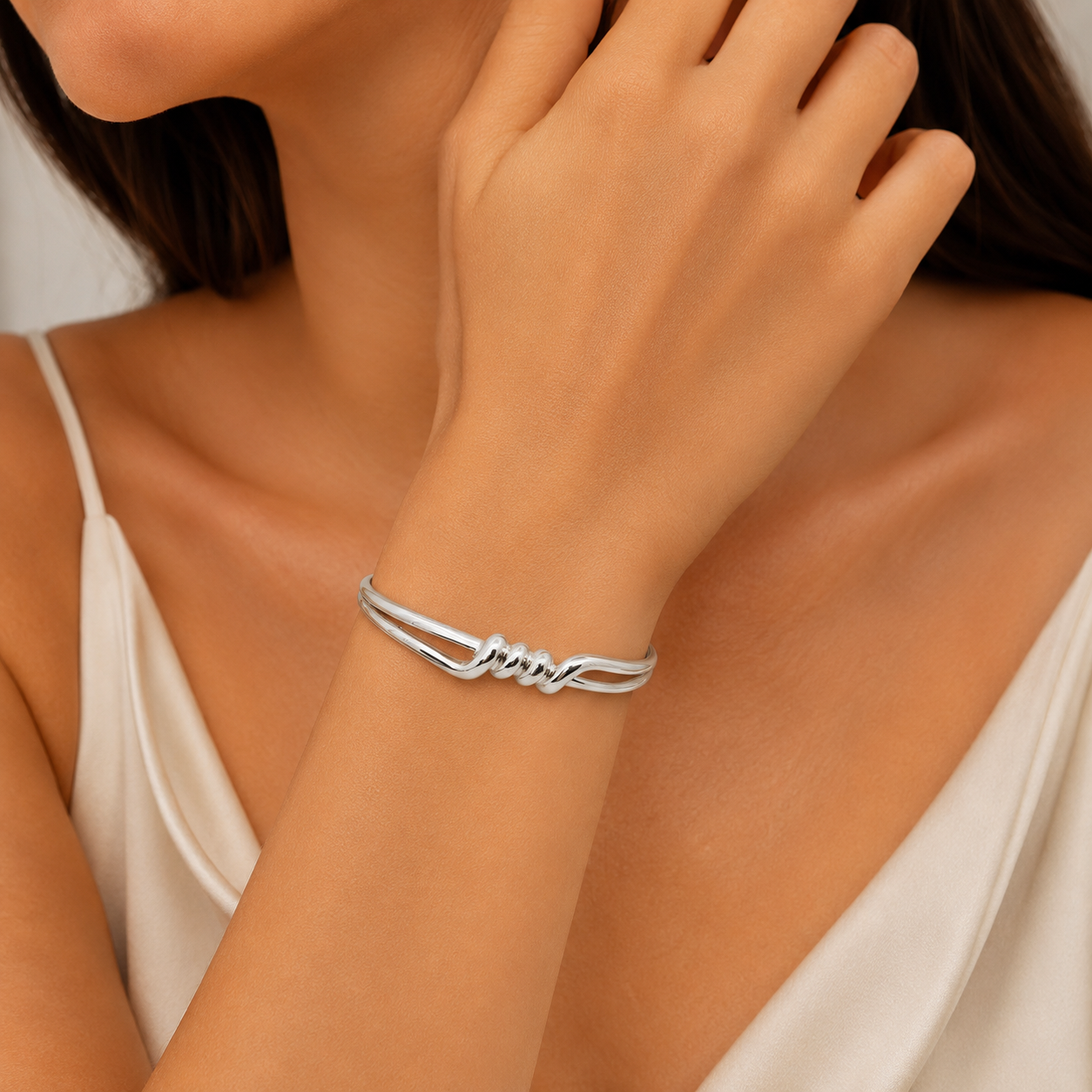 Solid Silver Twisted Knot Bangle