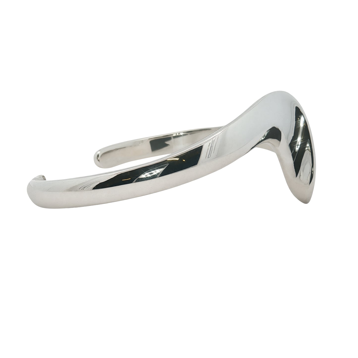 Solid Silver Sculptual Wave Bangle