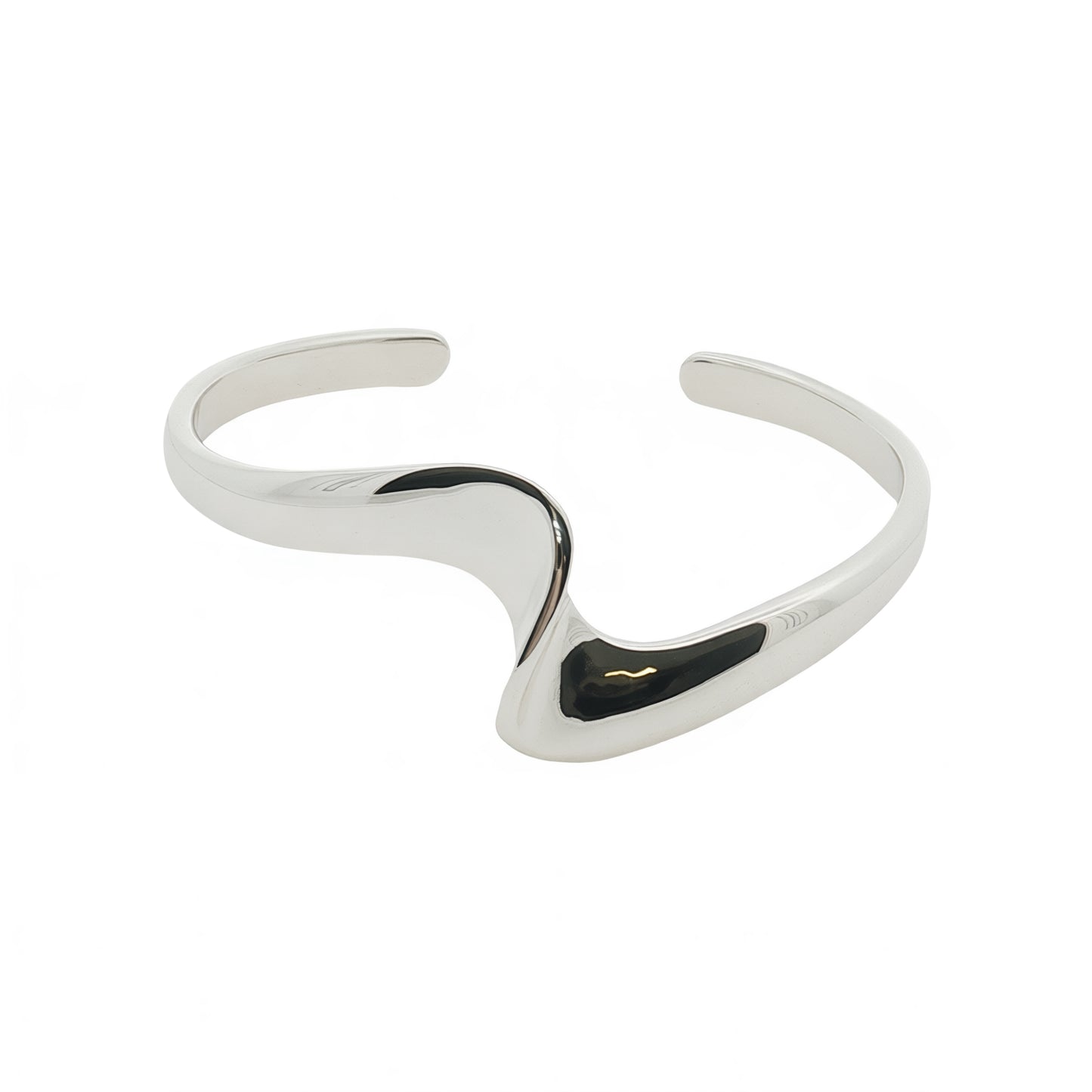 Solid Silver Sculptual Wave Bangle