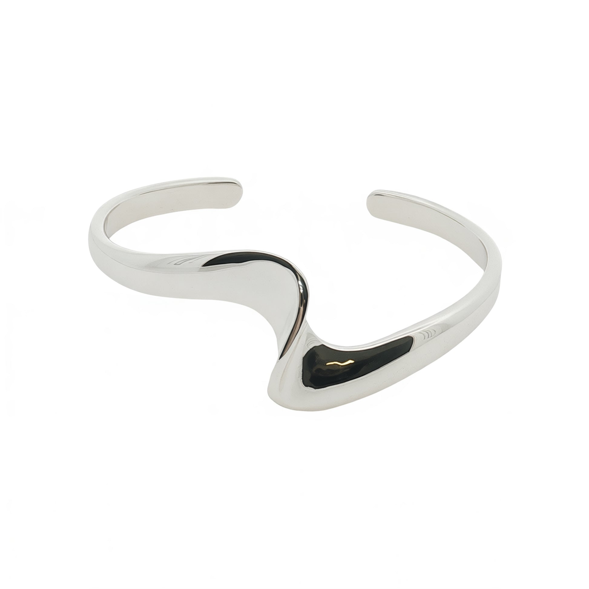 Grace & Co Solid Silver Sculptual Wave Bangle