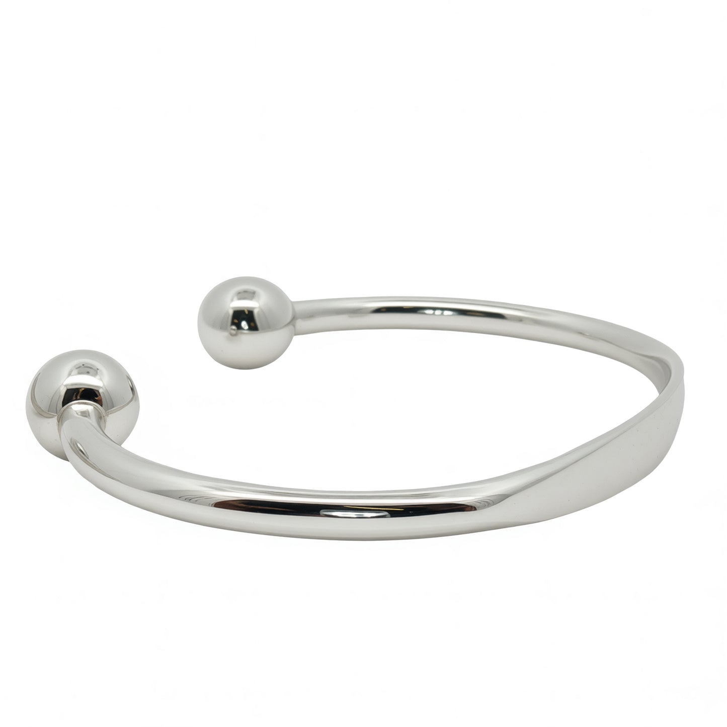 Solid Silver Faceted Torque Bangle