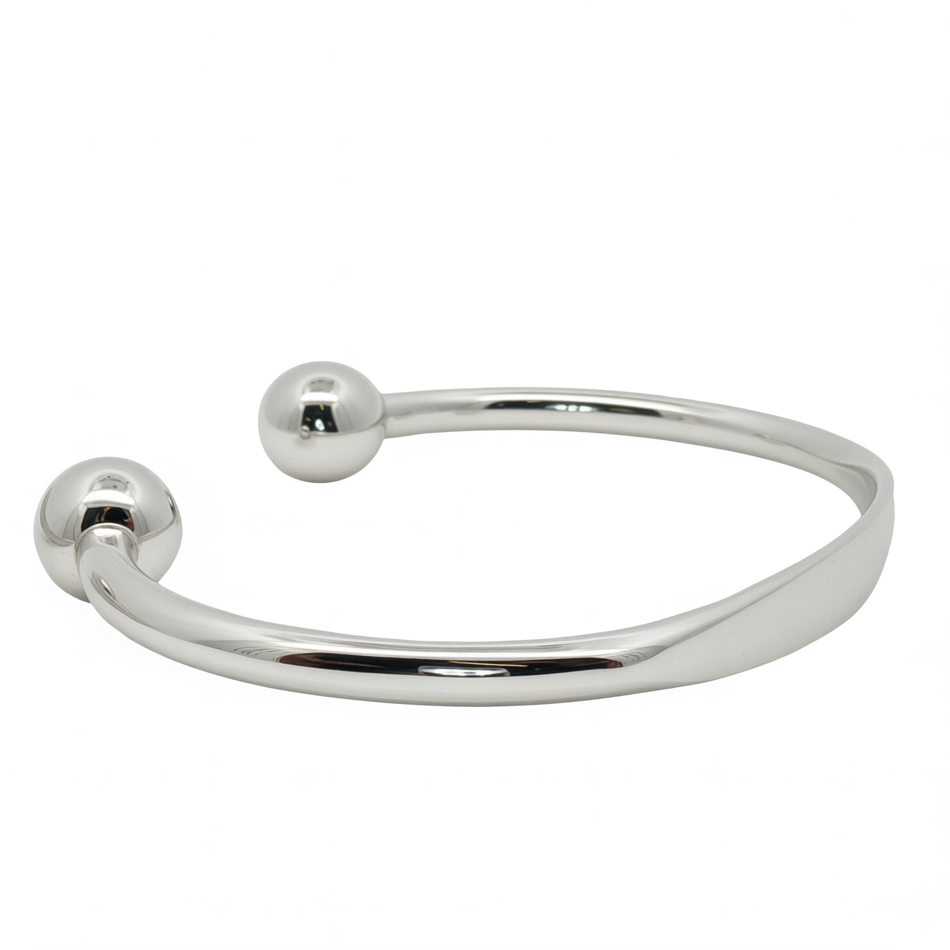 Grace & Co Solid Silver Faceted Torque Bangle