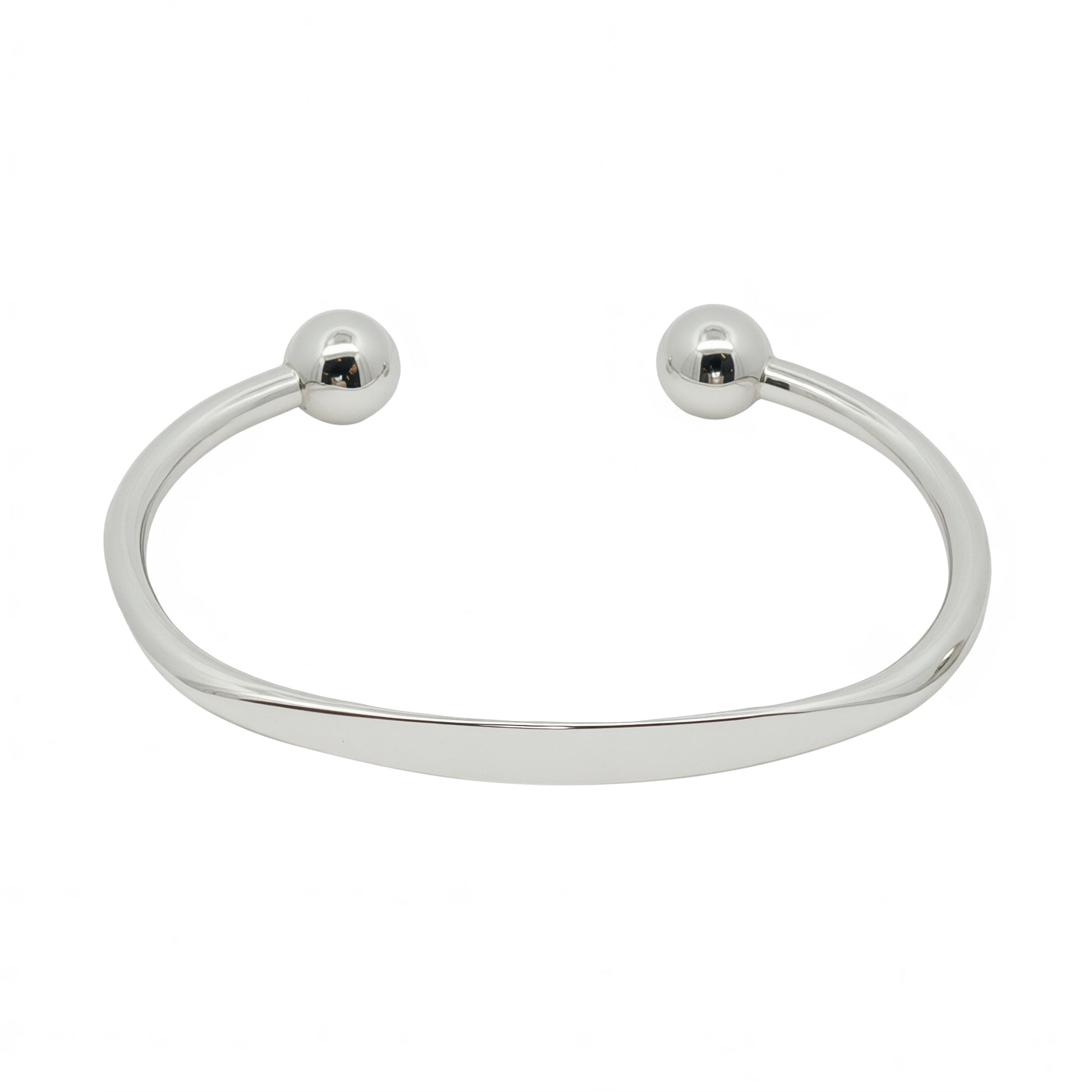 Grace & Co Solid Silver Faceted Torque Bangle